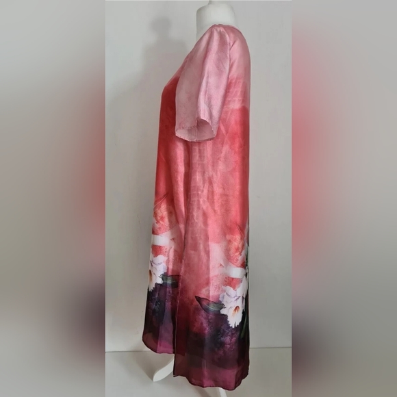 Butler & Wilson floral dress size medium short sleeve kimono kaftan satin look - Picture 4 of 10